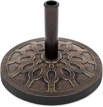 27.5 ポンド 円形織り 樹脂製パティオ傘ベース アンティークブロンズ